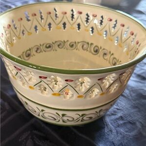 Decorative Ceramic Bowl with Green and Yellow Accents